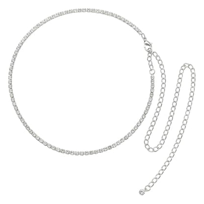 Waist Chain for Women - Silver Body Chain Crystal Body Jewelry, Stylish Adjustable Belt for Summer Beach Bikini Rave Festival Outfit Accessories - color: Silver-1
