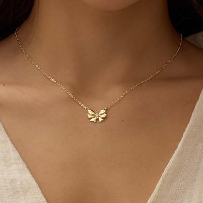 Thaivor Necklace for Women Dainty Bow Necklace 14K Gold Plated Cute Choker Small Pendant Charm Necklaces Teen Gift Trendy Stuff Personalized Jewelry Gifts - color: Gold-Cable-3