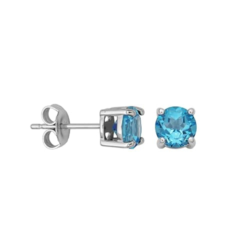 Amazon Essentials Sterling Silver Round Birthstone Stud Earrings - color: Swiss Blue Topaz,December