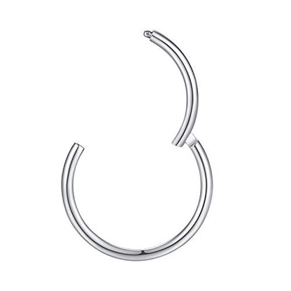ORANGELOVE Hypoallergenic Nose Rings 20G 18G 16G 14G 12G 10G 8G 316l Surgical Steel Septum Jewelry Hinged Segment Ring Body Piercing Nose Hoop Lip Rings Nose Helix Cartilage Rook Earrings - color: Silver, size: 1pc 16 Gauge 6mm