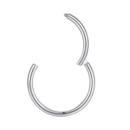 ORANGELOVE Hypoallergenic Nose Rings 20G 18G 16G 14G 12G 10G 8G 316l Surgical Steel Septum Jewelry Hinged Segment Ring Body Piercing Nose Hoop Lip Rings Nose Helix Cartilage Rook Earrings - color: Silver, size: 1pc 16 Gauge 7mm