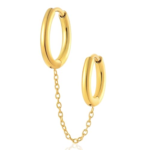 Titanium Huggie Hoop Earrings Hypoallergenic Nickel Free Hinged Sleeper Earrings for Sensitive Skin Cartilage Helix Lobes - style: 2 gold circles