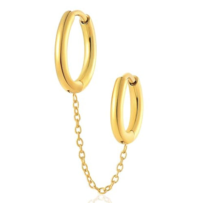 Titanium Huggie Hoop Earrings Hypoallergenic Nickel Free Hinged Sleeper Earrings for Sensitive Skin Cartilage Helix Lobes - style: 2 gold circles