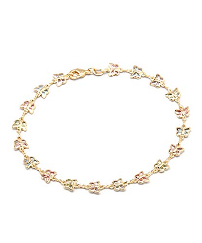 Barzel 18K Gold Plated Gold and Multi Color Crystal Baguette Anklet - color: ANK1187