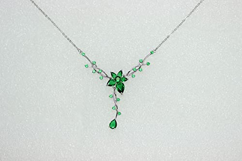 Faship Gorgeous CZ Crystal Floral Necklace Earrings Set - color: Green