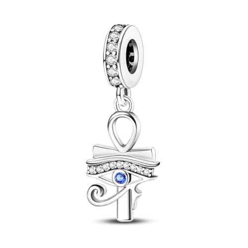 MULA 925 Sterling Silver Charms for Bracelets and Necklace Family Pendants | Airplane Travel Dangle Beads Family Tree Jewelry Charms for Women - color: Horus Eye