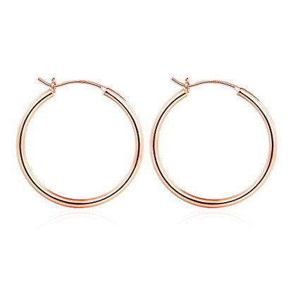 M MOOHAM Hoop Earrings for Women, Hypoallergenic 14K Gold Plated Earrings | Gold Plated Hoop Earrings Set for Sensitive Ears, Earring Stack for Women Trendy, Jewelry Gifts Lightweight 13-60mm - color: 2pcs-30mm-Rose gold plated