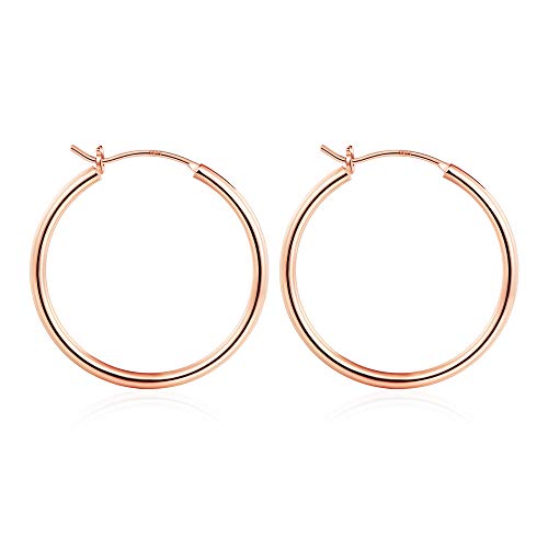 M MOOHAM Hoop Earrings for Women, Hypoallergenic 14K Gold Plated Earrings | Gold Plated Hoop Earrings Set for Sensitive Ears, Earring Stack for Women Trendy, Jewelry Gifts Lightweight 13-60mm - color: 2pcs-30mm-Rose gold plated