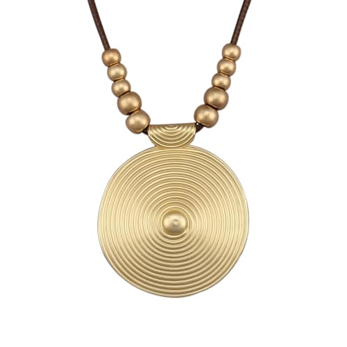 Bohemian Necklaces for Women Long Leather Necklace with Large Pendant Chunky Boho Hippie Jewelry Pendant Chocker Necklace - style: Bohemian Style Necklace