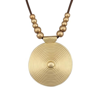 Bohemian Necklaces for Women Long Leather Necklace with Large Pendant Chunky Boho Hippie Jewelry Pendant Chocker Necklace - style: Bohemian Style Necklace