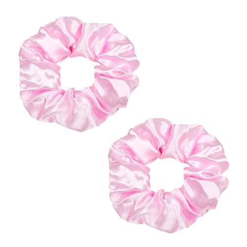 Ivyu 16 Pcs Pink Satin Hair Scrunchies for Women's Thick Curly Hair, No Crease Hair Ties, No Damage, Fit for All Kinds of Hair - color: Pinkness