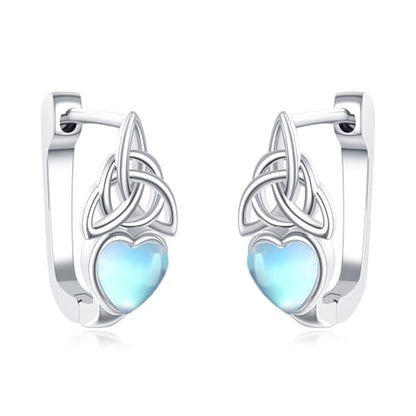 Blue Evil Eye/Celtic/Owl/Moonstone/Paw Print/Cubic Zirconia Hoop Earrings for Women 925 Sterling Silver Women Earrings Jewelry - style: Celtic E