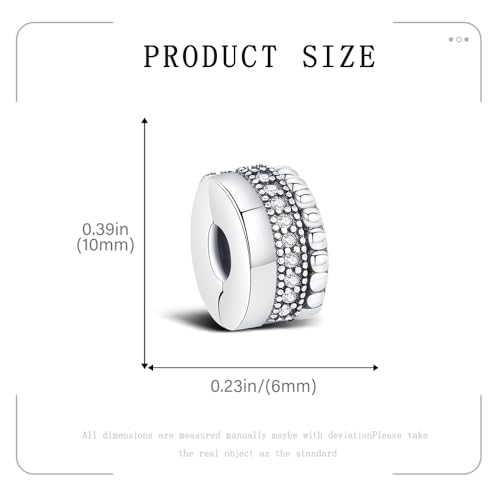KEQ Clip Spacer Charm for Bracelet 925 Silver Pave Cubic Zirconia Clip Lock Stopper Bead Spacer For Women Bracelets Stopper Birthday Gifts European Openable Beads 2pcs - color: Coiled Beads