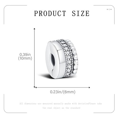 KEQ Clip Spacer Charm for Bracelet 925 Silver Pave Cubic Zirconia Clip Lock Stopper Bead Spacer For Women Bracelets Stopper Birthday Gifts European Openable Beads 2pcs - color: Coiled Beads