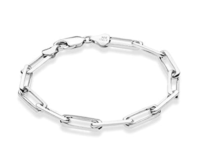Miabella Italian 925 Sterling Silver 5mm Paperclip Bracelet for Women Men | Fine Jewelry, Solid Link Chain, Made in Italy - color: sterling silver, size: Length 7 Inches