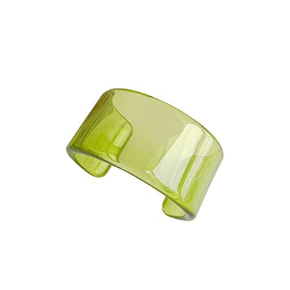 Pingyongchang Colorful Acrylic Resin Geometric Simple Open Bracelet Transparent Wide Cuff Bangle for Women Jewelry Gift - color: Green
