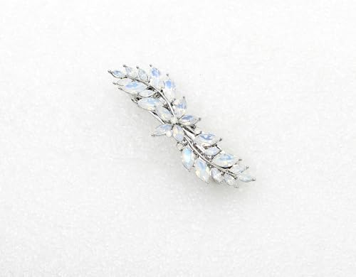 Faship White Opal Rhinestone Crystal Small Floral Hair Barrette Clip - color: White Opal