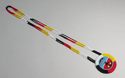 Handmade Native American Style Tribal ethnic Seed Bead Beaded Layered Medallion Necklace - color: Teepee Under the Star