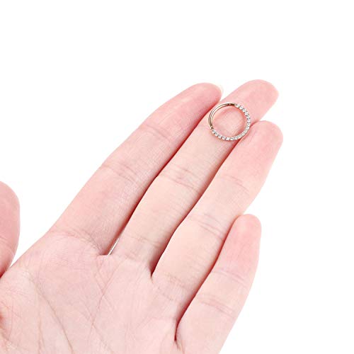 GAGABODY Septum Ring 16 Gauge Earrings Daith Jewelry Surgical Steel Hinged Nose Rings Nose Hoop Cartlidge Earring Hoop Helix Rook Piercing Jewelry - color: Style1:1pc Rose Gold-Clear CZ
