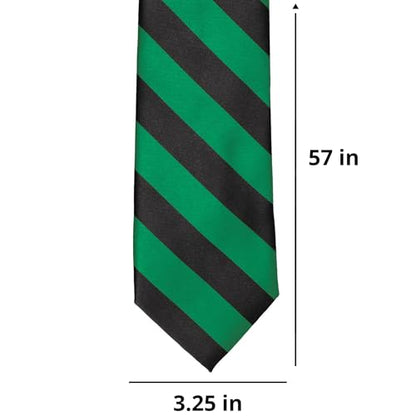 tiemart Men's Striped Tie Standard Length - color: Kelly Green and Black
