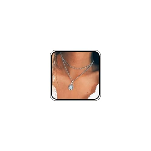 Simple Layered Bar Silver Drop Pendant Necklace Boho V Neck Women Accessories