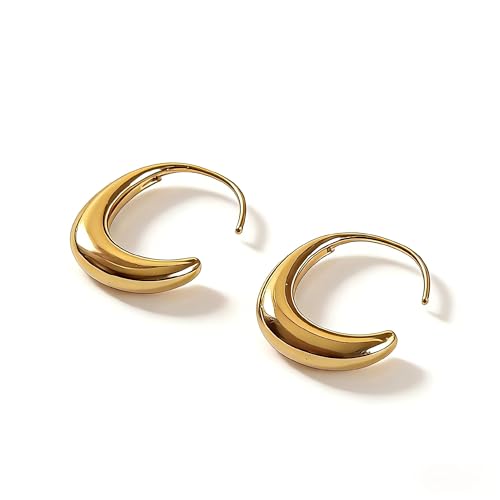 Earrings for Women, Saguine Chunky 14K Gold Plated Hoop Earrings Trendy | Chunky Earring, Big Large U-Shape Drop Twist Dangle Statement Stud Hoops Earrings, Jewelry for Women Gifts - style: Drop