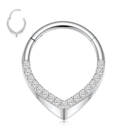 GAGABODY Daith Piercing Jewelry 16g Septum Ring Septum Jewelry Nose Hoop Daith Earring Surgical Steel Cartilage Earrings Hoop Helix Piercing Jewelry - color: 1pc Silver+Water Droplets CZ