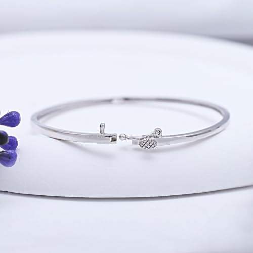 Classic Plain Design & 7 inch Bangle Bracelet for Women | Metal: Sterling Silver|Stone: Moissanite - color: Classic Plain