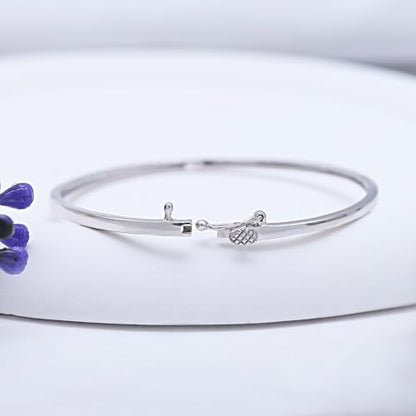Classic Plain Design & 7 inch Bangle Bracelet for Women | Metal: Sterling Silver|Stone: Moissanite - color: Classic Plain