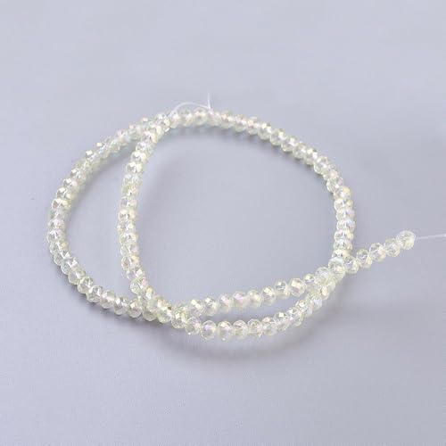 1450pcs Faceted Rondelle Glass Seed Beads 3x2mm Mini Crystal Loose Spacer Beads for DIY Friendship Bracelet Necklace Beading Craft Jewelry Making Ornament, Beige - color: Beige