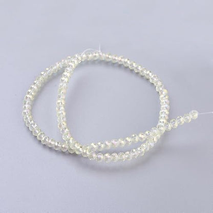 1450pcs Faceted Rondelle Glass Seed Beads 3x2mm Mini Crystal Loose Spacer Beads for DIY Friendship Bracelet Necklace Beading Craft Jewelry Making Ornament, Beige - color: Beige