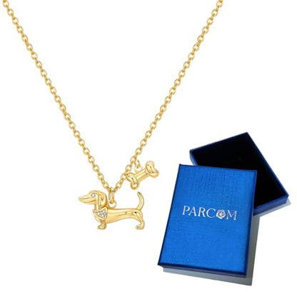 925 Sterling Silver Dainty Necklaces for Women Pendant Jewelry Gift for Her | Hypoallergenic Ocean Animal Love Cherry Blossom Jewelry, Ideal Valentine Birthday Christmas Graduation Gift for Wife Mom - color: Dachshund Dog & Bone