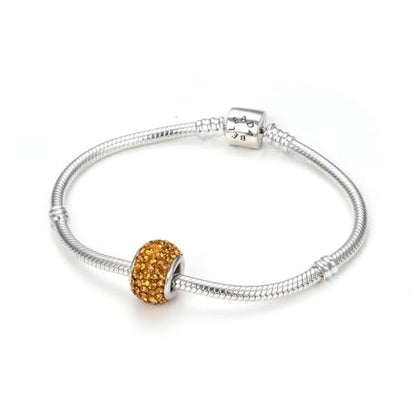 Adabele 1pc Solid 925 Sterling Silver Jan-Dec Birthstone Bead Charm - color: November
