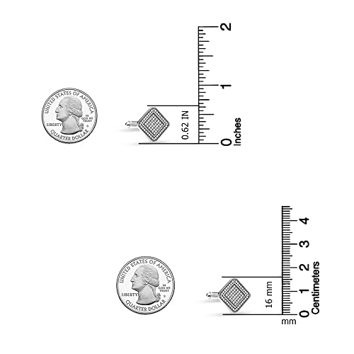 LeCalla 925 Sterling Silver Cufflinks for Men | Cubic Zirconia Square Cuff Links Gifts for Men, Husband | Shirt Cufflinks for Groom - style: White CZ Cufflinks