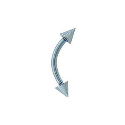 F136 IMPLANT GRADE Titanium 16G Externally Threaded Curved Barbell Eyebrow Ring 3mm Spike Cone Beads Tragus Snug Daith Rook Eyebrow Piercing Jewelry 5/16" 8mm - color: PVD Light Blue