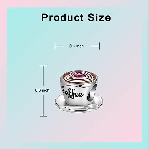 LUXILLA Love You Best Friend Grandma Wife Heart Charm 925 Sterling Silver Charms Fit for Bracelets Necklace Jewelry Gift for Women - color: Coffee Cup