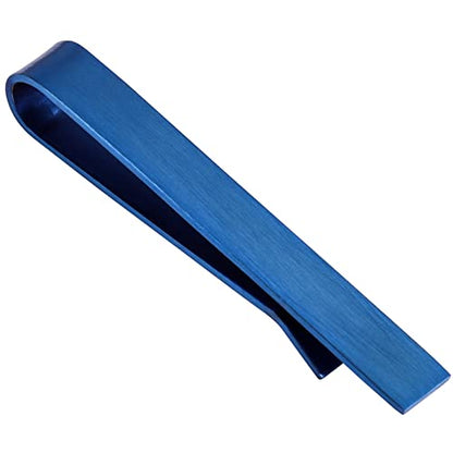 HAWSON Skinny Tie Clip Bar Set, 2 Inch Tie Clip for Men - Wedding, Meeting, Party Gift Set - color: 1 pcs Brushed Blue