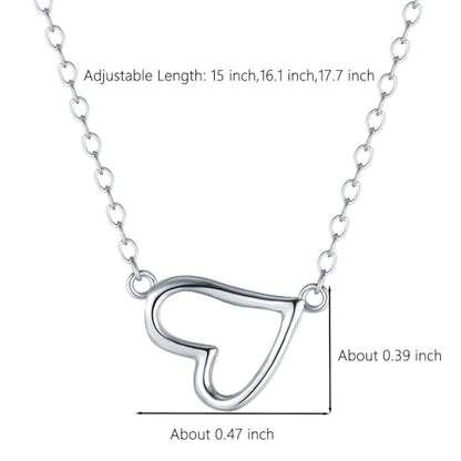 925 Sterling Silver Heart Necklaces for Women | Dainty 14K Gold Plated Open Love Heart Pendant Necklace Mother Daughter Friendship Necklaces Birthday Gifts - color: Silver
