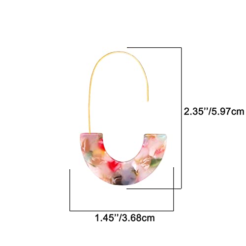 Acrylic Earrings Statement Tortoise Hoop Earrings Resin Wire Drop Dangle Earrings Fashion Jewelry For Women - color: Floral