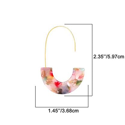Acrylic Earrings Statement Tortoise Hoop Earrings Resin Wire Drop Dangle Earrings Fashion Jewelry For Women - color: Floral