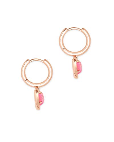 Kendra Scott Ari Heart Huggie Earrings for Women, Fashion Jewelry - color: ROSE GOLD - PINK DRUSY