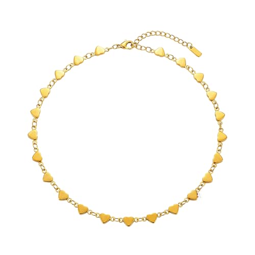 Stainless Steel Chain Ankle Bracelet for Women Adjustable Waterproof Anklet - color: Gold / Heart
