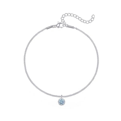 Wellike Silver Ankle Bracelets For Women Waterproof Birthstone Anklets Adjustable Sparkly Chain Silver Plated Stainless Steel Anklet Non Tarnish Jewelry - color: KKWJL185-3