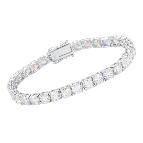 Gem's Beauty 925 Sterling Silver Tennis Bracelet Cubic Zirconia Silver Bracelets For Women 14k Gold Plated 6.5 inches-9 inches - color: 6MM, size: 8.5 inches
