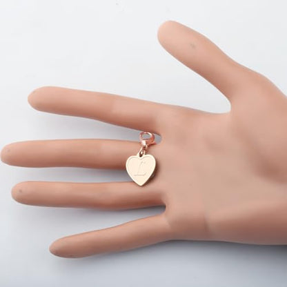 FAADBUK Initial Letter A-Z Alphabet Heart Charms for Jewelry Bracelet Keychain Necklace Initial Stainless steel Clasp Clip on Charm - color: intial L RG