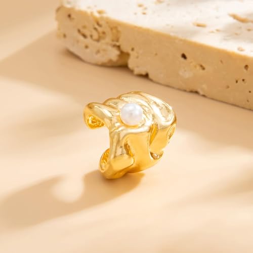 Chunky Gold Ear Cuff for Women Non-Piercing Cartilage Clip-On Earrings Trendy Jewelry Gift - color: A8:Chunky Ear Cuff