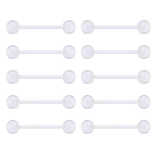 FECTAS 14G Plastic Nipple Rings for Surgery Plastic Tongue Rings Bioflex Flexible Acrylic Piercing Retainer 5 Pairs 14/16/18mm - style: style1