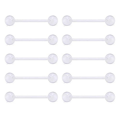 FECTAS 14G Plastic Nipple Rings for Surgery Plastic Tongue Rings Bioflex Flexible Acrylic Piercing Retainer 5 Pairs 14/16/18mm - style: style1
