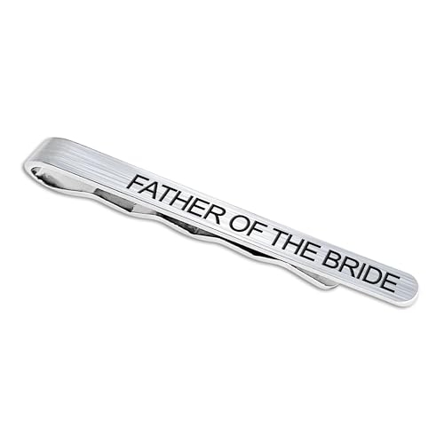 LADY & HOME Tie Clips for Men, Stainless Steel Tie Bars Gifts for Groom, Groomsmen, Father of Groom, Father of Bride, Brother of Bride - style: G:FATHER OF THE BRIDE