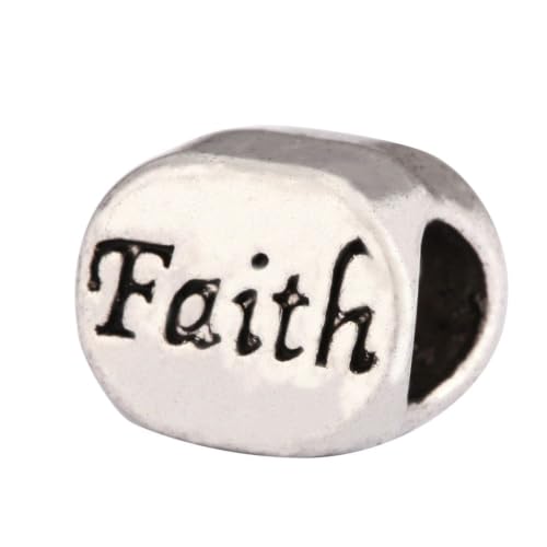 40pcs Faith Beads Large Hole Bead (4.5mm Hole) Antique Silver - size: Faith Bead